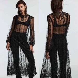 ZARA NEW EMBROIDERED SEMI-SHEER TULLE DRESS